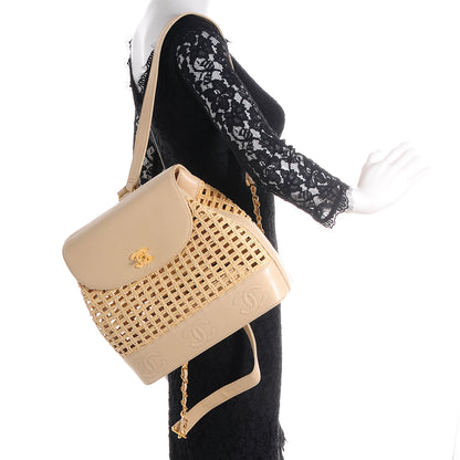Chanel Lambskin Straw Backpack Beige 2 of 9