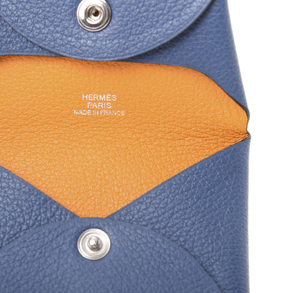 Hermes Evercolor Verso Bastia Coin Purse Bleu Agate Jaune D'Or 6 of 8