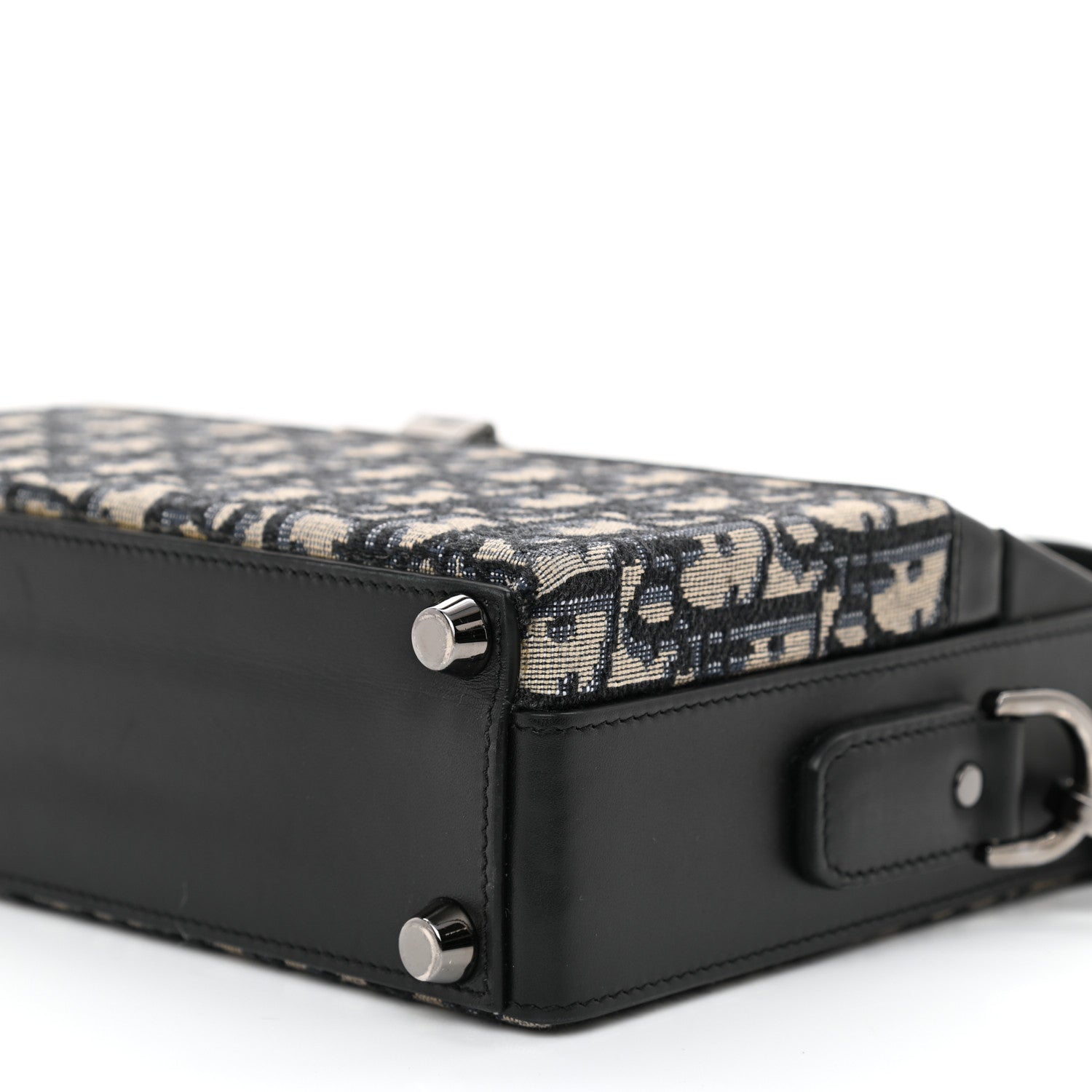 Christian Dior Oblique Lock Handle Bag Black 9 of 10