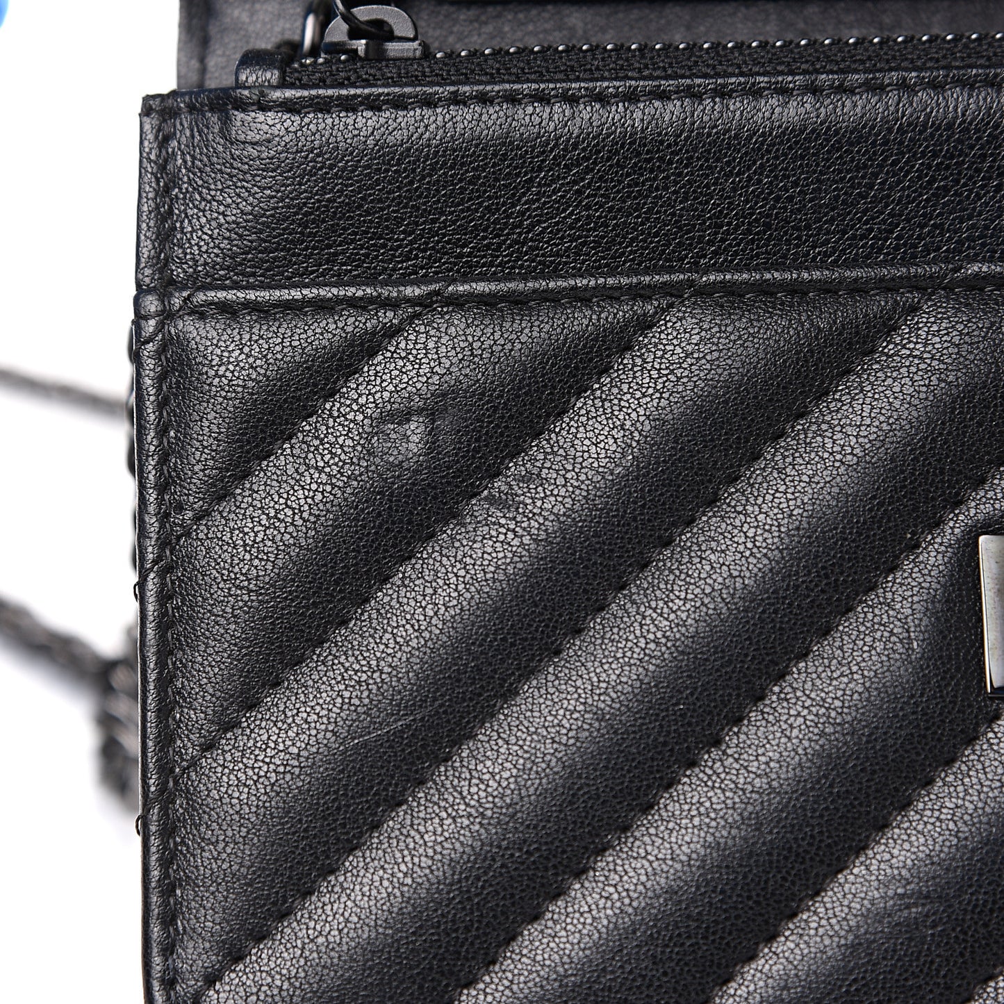 Sheepskin Chevron Quilted Reissue Wallet On Chain WOC So Black