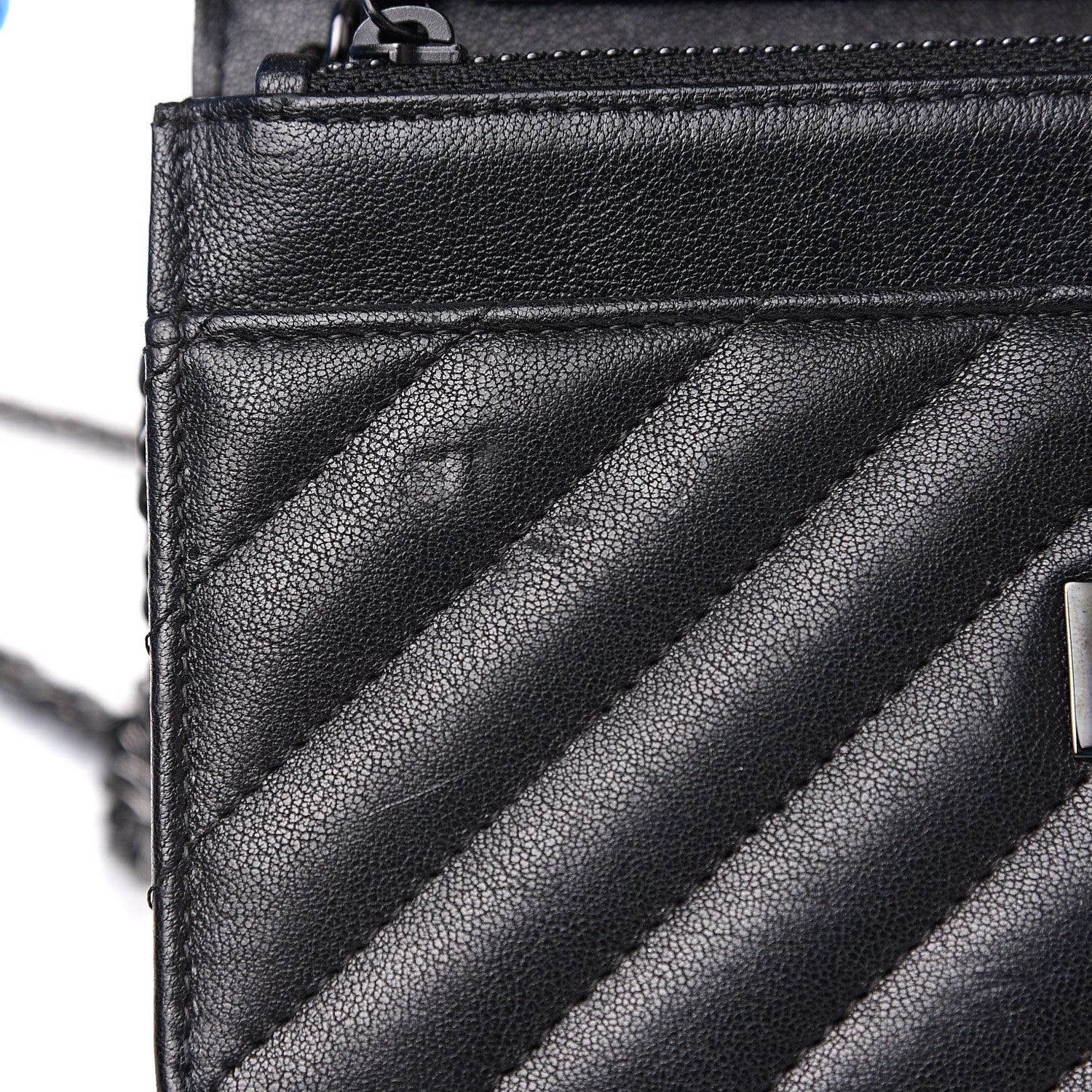 Chanel Sheepskin Chevron Quilted Reissue Wallet On Chain WOC So Black 10 of 13