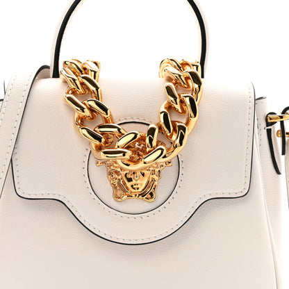 Versace Grained Calfskin Small La Medusa Top Handle Bag Optical White 7 of 12