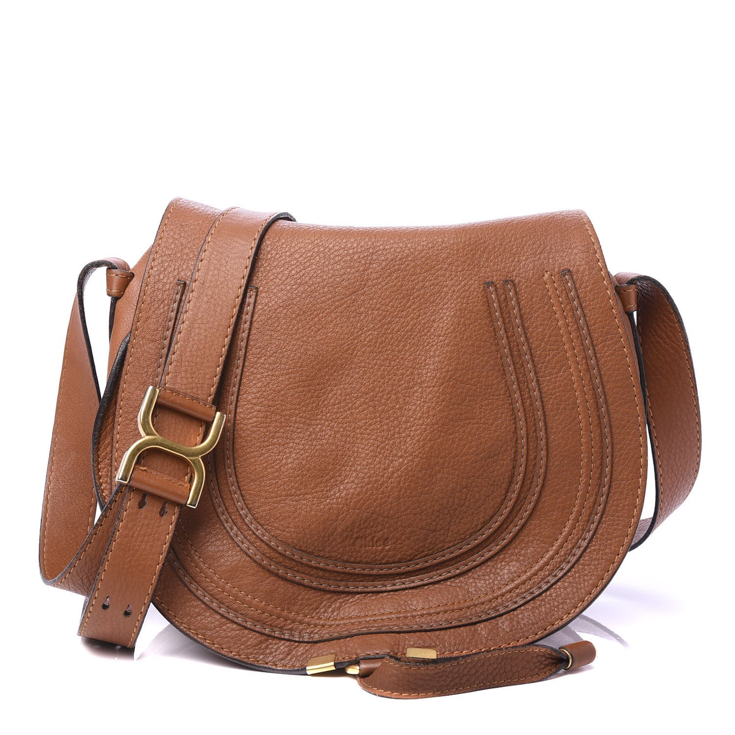 Calfskin Medium Marcie Round Crossbody Bag Tan