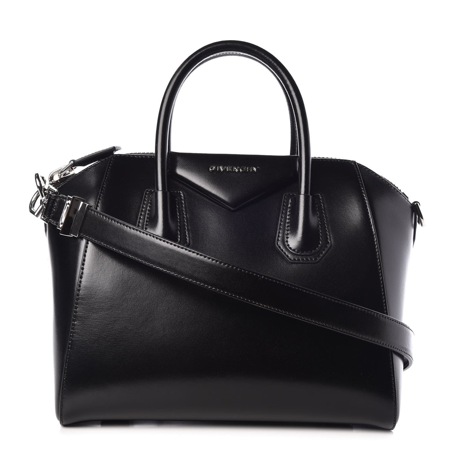 Shiny Lord Calfskin Small Antigona Black