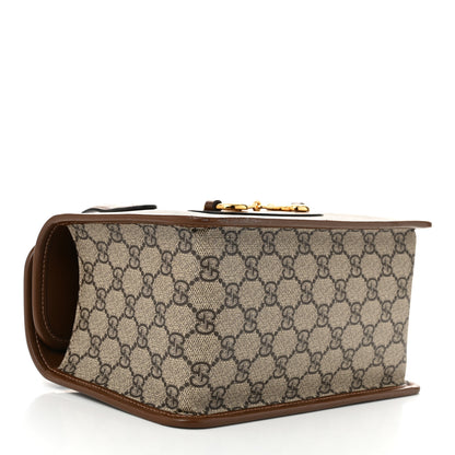 Gucci GG Supreme Monogram Azalea Calfskin Mini Horsebit 1955 Foldover Top Handle Bag Beige Ebony Brown Sugar 4 of 11