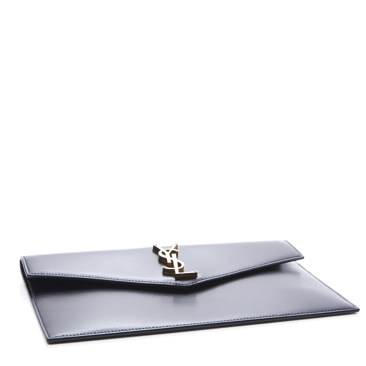 Saint Laurent Smooth Shiny Calfskin Monogram Uptown Pouch Black 3 of 10