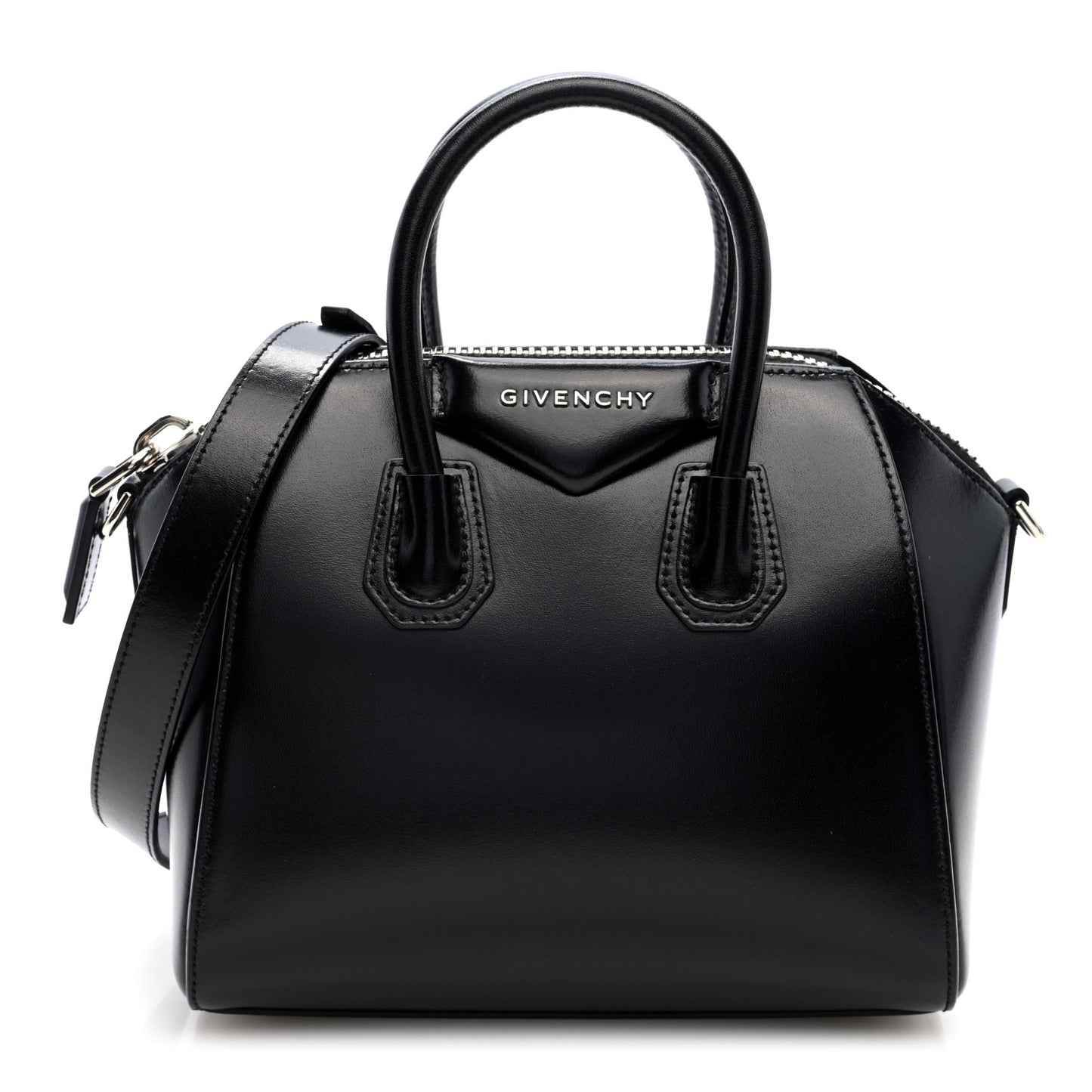 Shiny Lord Calfskin Mini Antigona Black