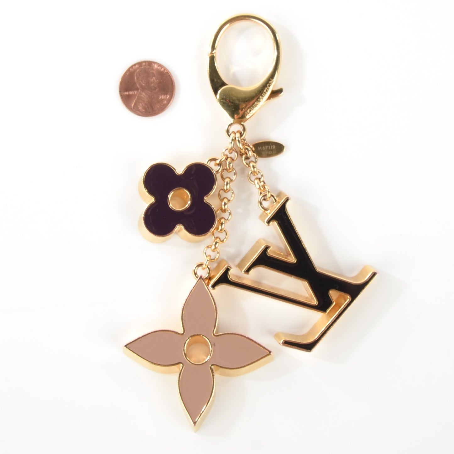 Fleur De Monogram Bag Charm Dore