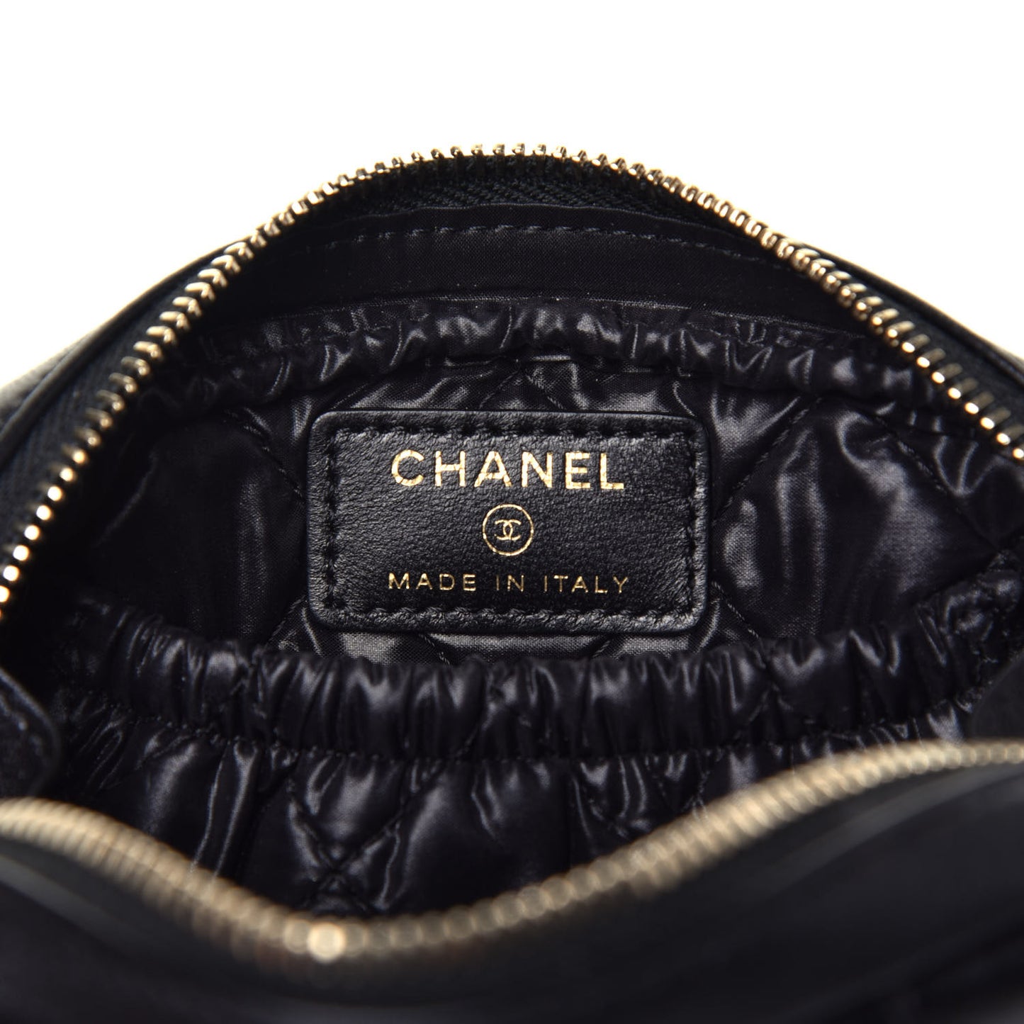 Lambskin Quilted Small Curvy Pouch Cosmetic Case Black