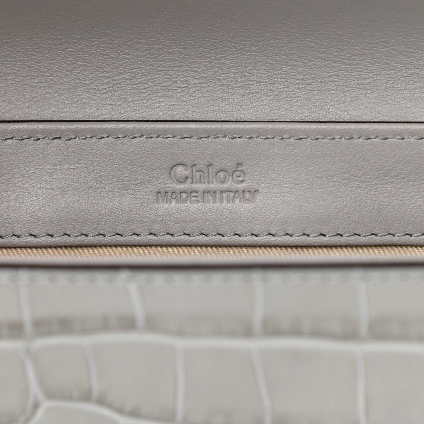 Crocodile Embossed Calfskin Mini C Double Carry Stormy Grey