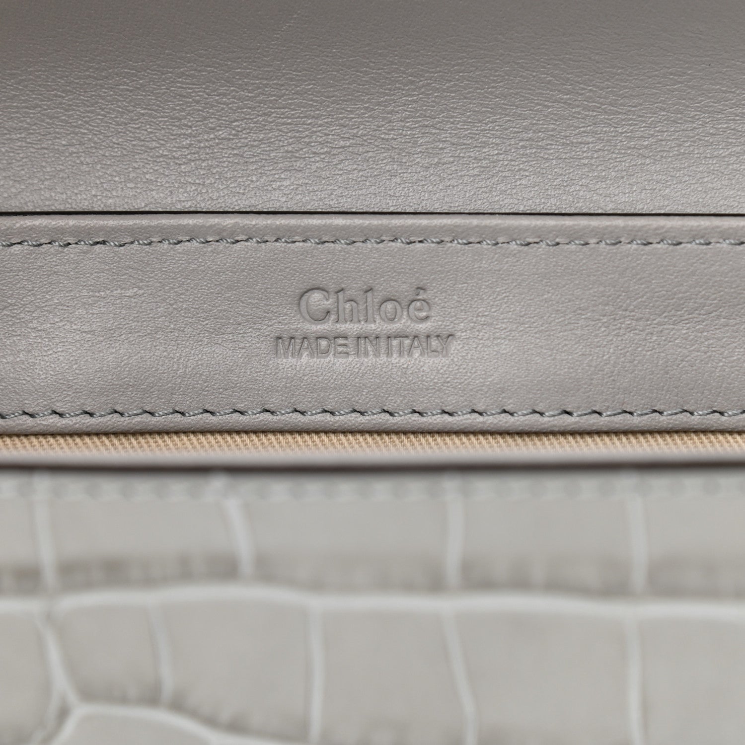 Chloe Crocodile Embossed Calfskin Mini C Double Carry Stormy Grey 6 of 10
