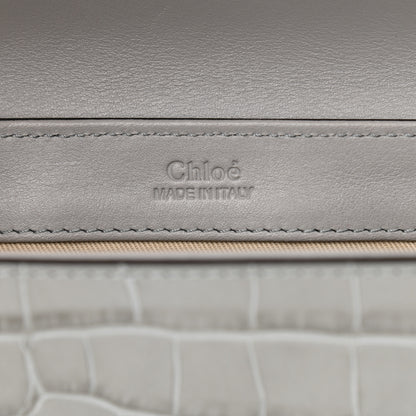 Chloe Crocodile Embossed Calfskin Mini C Double Carry Stormy Grey 6 of 10
