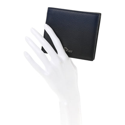 Christian Dior Grained Calfskin Wallet Blue Black 2 of 8