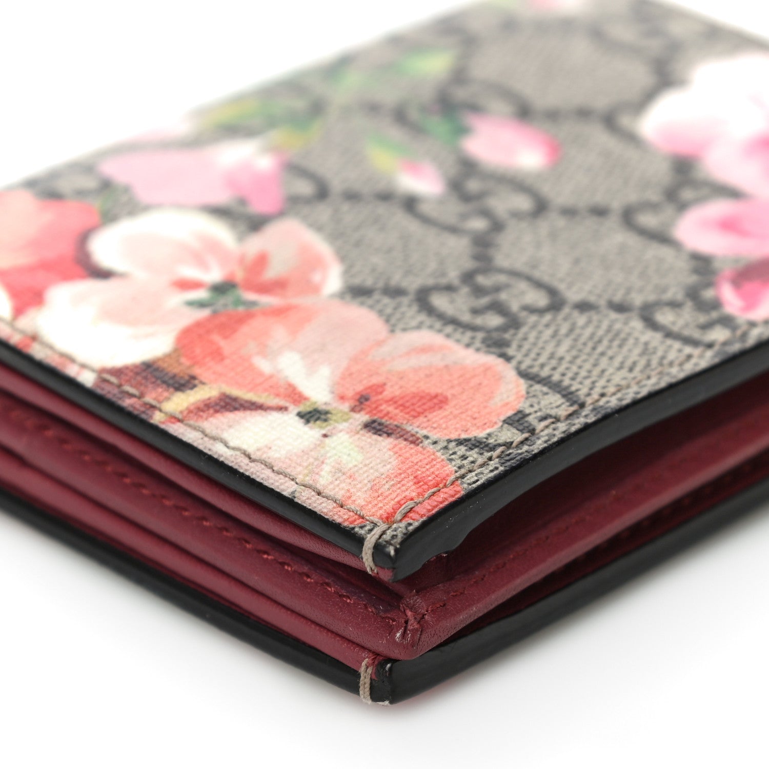 Gucci GG Supreme Monogram Blooms Card Case Beige Multicolor Dry Rose 10 of 13