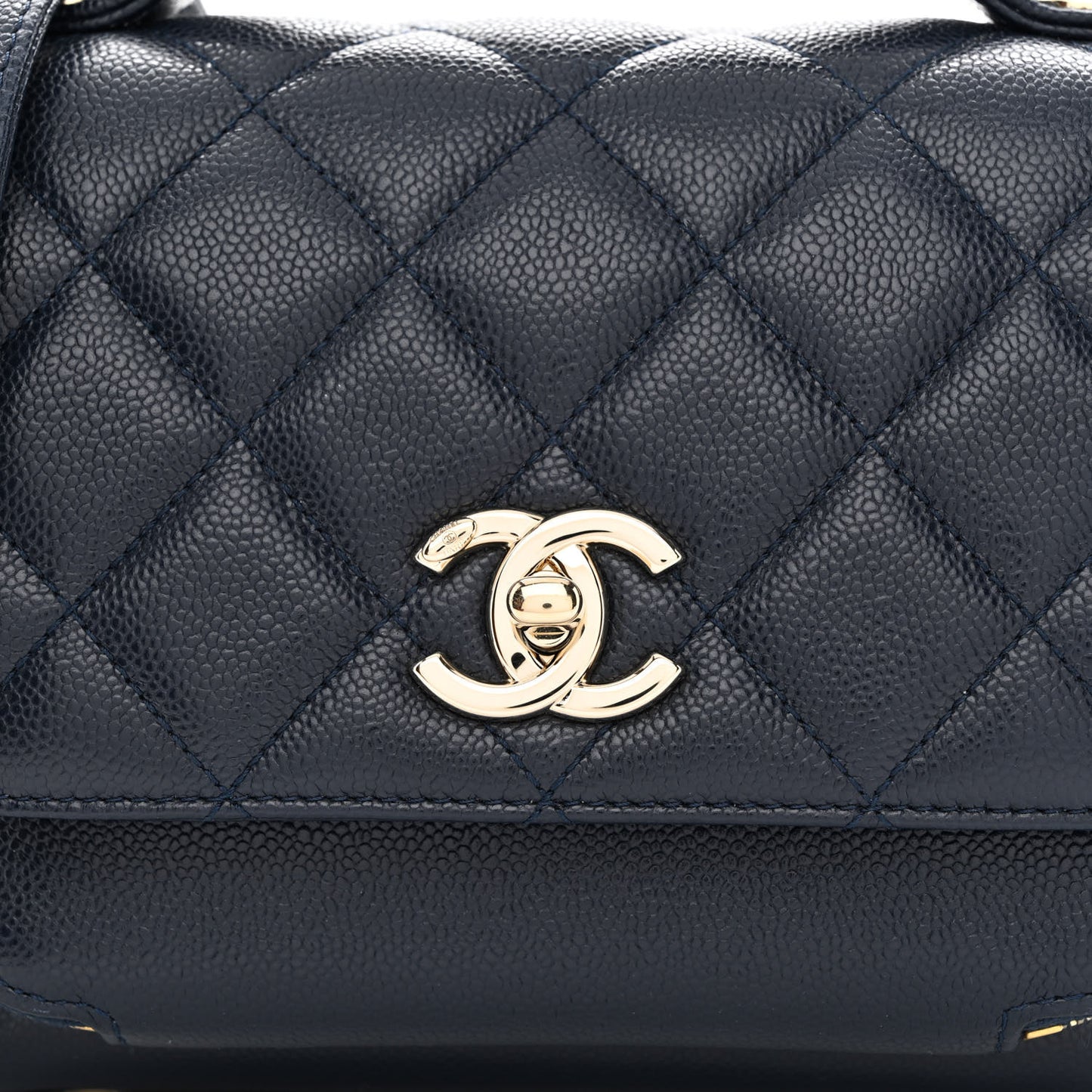Caviar Quilted Small Business Affinity Flap Navy
