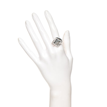 David Yurman 18K White Gold Diamond Chalcedony 14mm Quatrefoil Ring 7.5 2 of 5