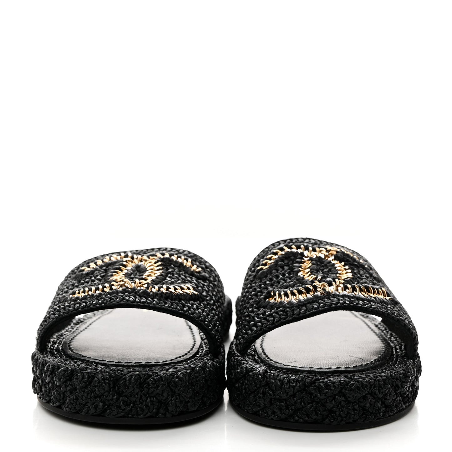 Raffia CC Espadrille Slip On Sandals 40 Black