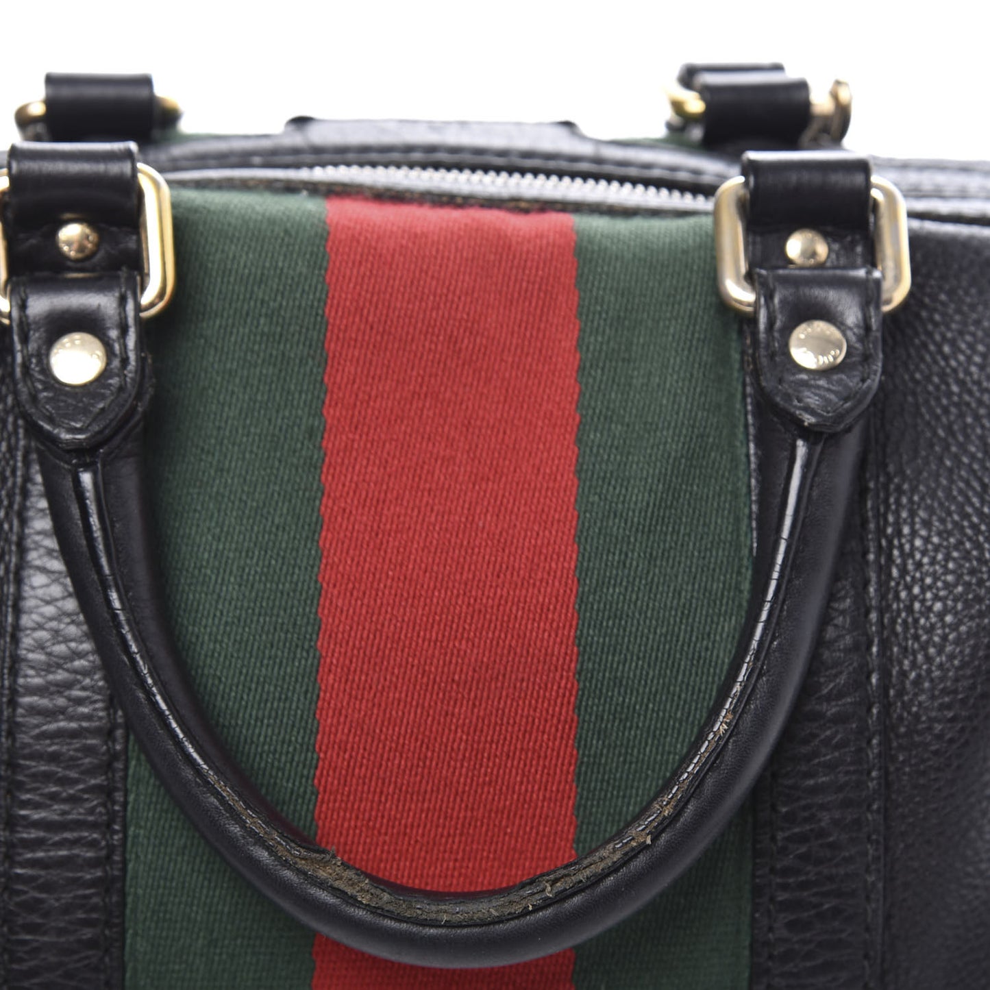 Calfskin Vintage Web Small Boston Black