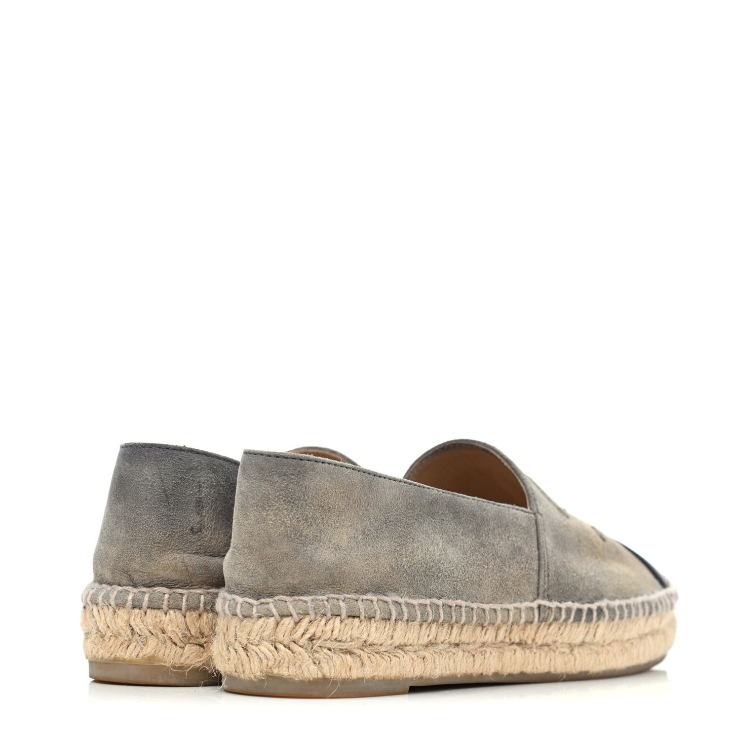 Suede Lambskin Espadrilles 37 Grey Black