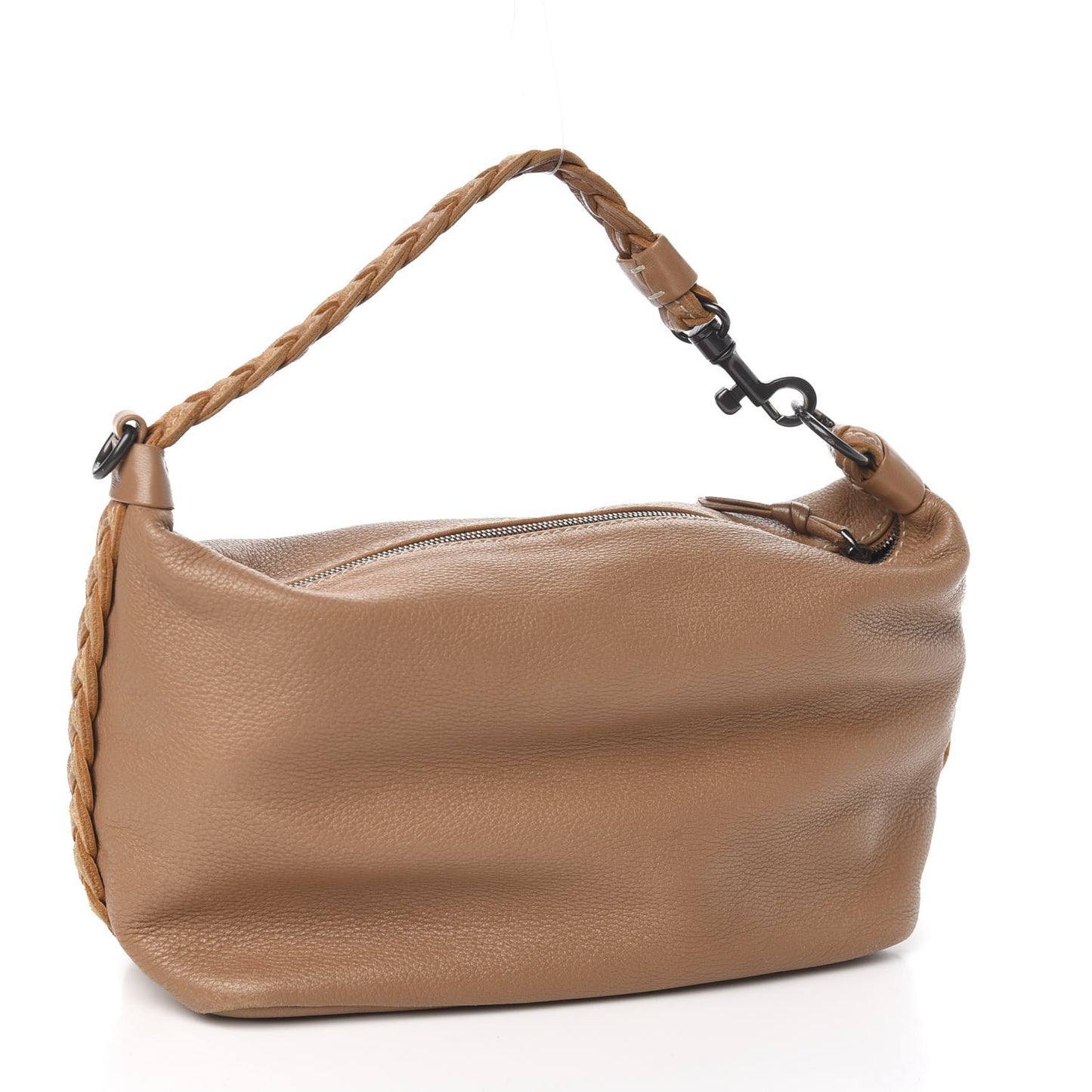 Cervo Deerskin Braided Shoulder Bag Camel