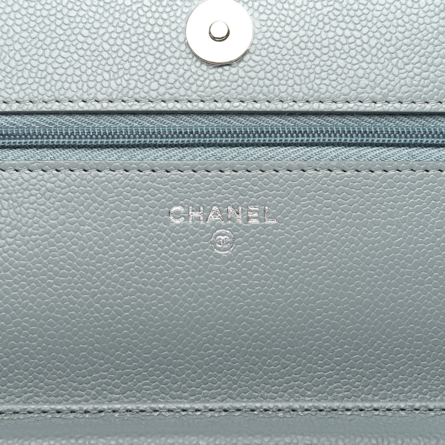 Chanel Iridescent Caviar Quilted Wallet On Chain WOC Light Blue 7 of 9
