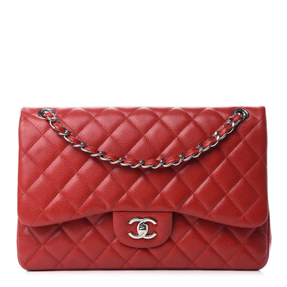 Chanel Caviar Quilted Jumbo Double Flap Red 1 of 10