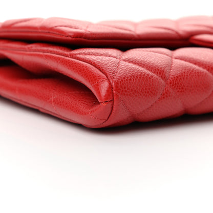 Chanel Caviar Quilted Clutch With Chain Flap Red 10 of 12