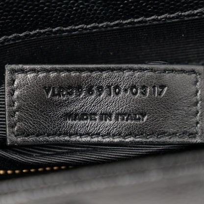Saint Laurent Grain De Poudre Matelasse Chevron Large Monogram Satchel Black 7 of 10