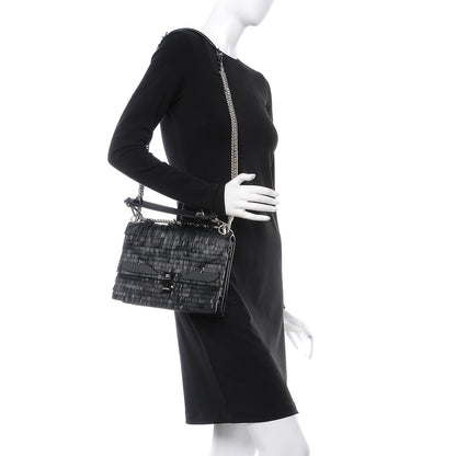 Fendi Vitello Century Opaco Monster Eyes Fringe Studded Kan I Shoulder Bag Black 2 of 7