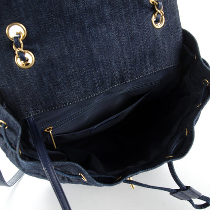 Chanel Washed Denim Quilted Large Urban Spirit Backpack Dark Blue 6 of 10