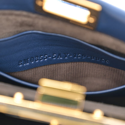 Fendi Shearling Shiny Nappa Micro Peekaboo Iconic Satchel Blue 8 of 11