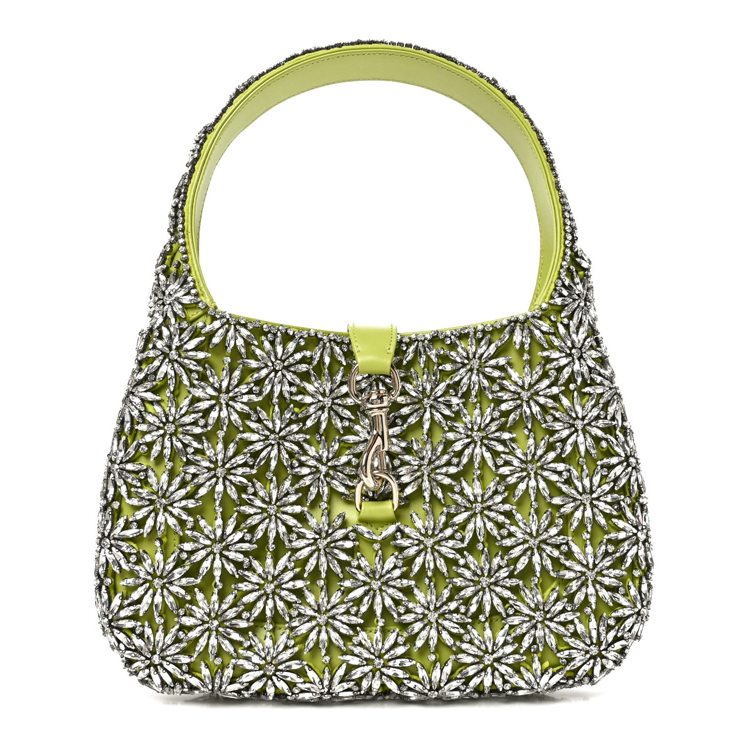 Gucci Calfskin Crystal Small Jackie 1961 Hobo Bag Green 1 of 10