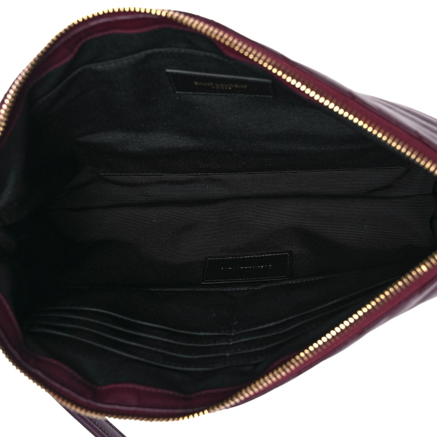 Saint Laurent Calfskin Matelasse Chevron Monogram Tablet Pouch Bordeaux 5 of 9