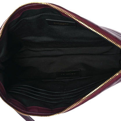Saint Laurent Calfskin Matelasse Chevron Monogram Tablet Pouch Bordeaux 5 of 9