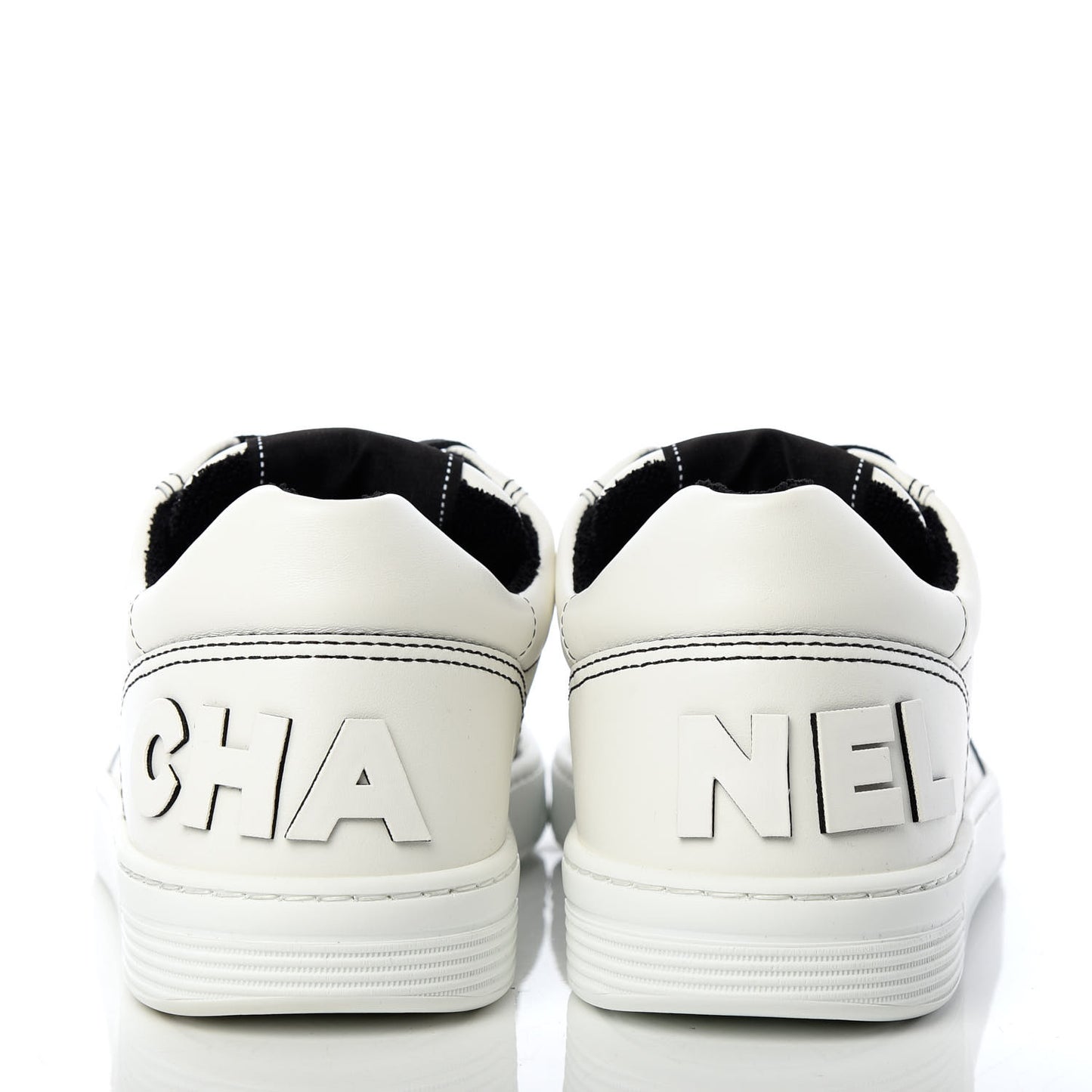 Calfskin Womens Logo Sneakers 40 Black White