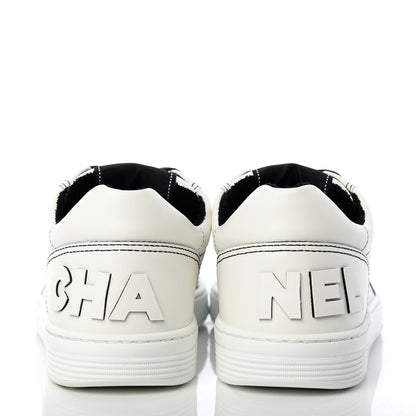 Chanel Calfskin Womens Logo Sneakers 40 Black White 7 of 11