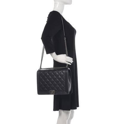 Chanel Calfskin Double Stitch Large Boy Flap Black 2 of 15