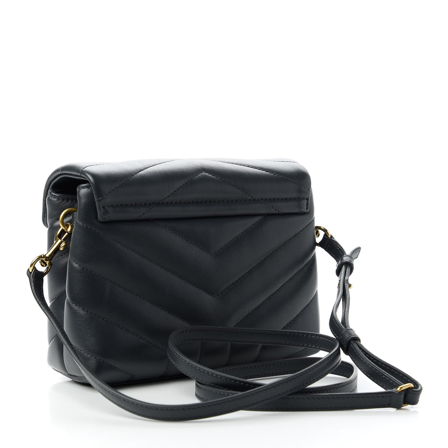Saint Laurent Calfskin Y Quilted Monogram Toy Loulou Crossbody Bag Graphite 3 of 12