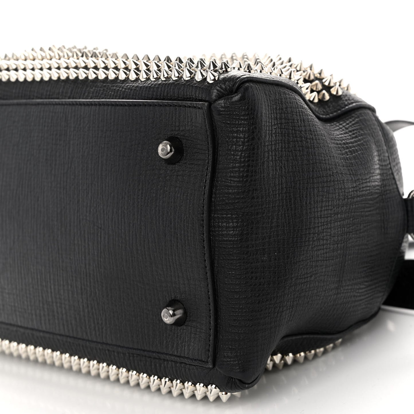 Grained Calfskin Studded Panettone Bowling Bag Black