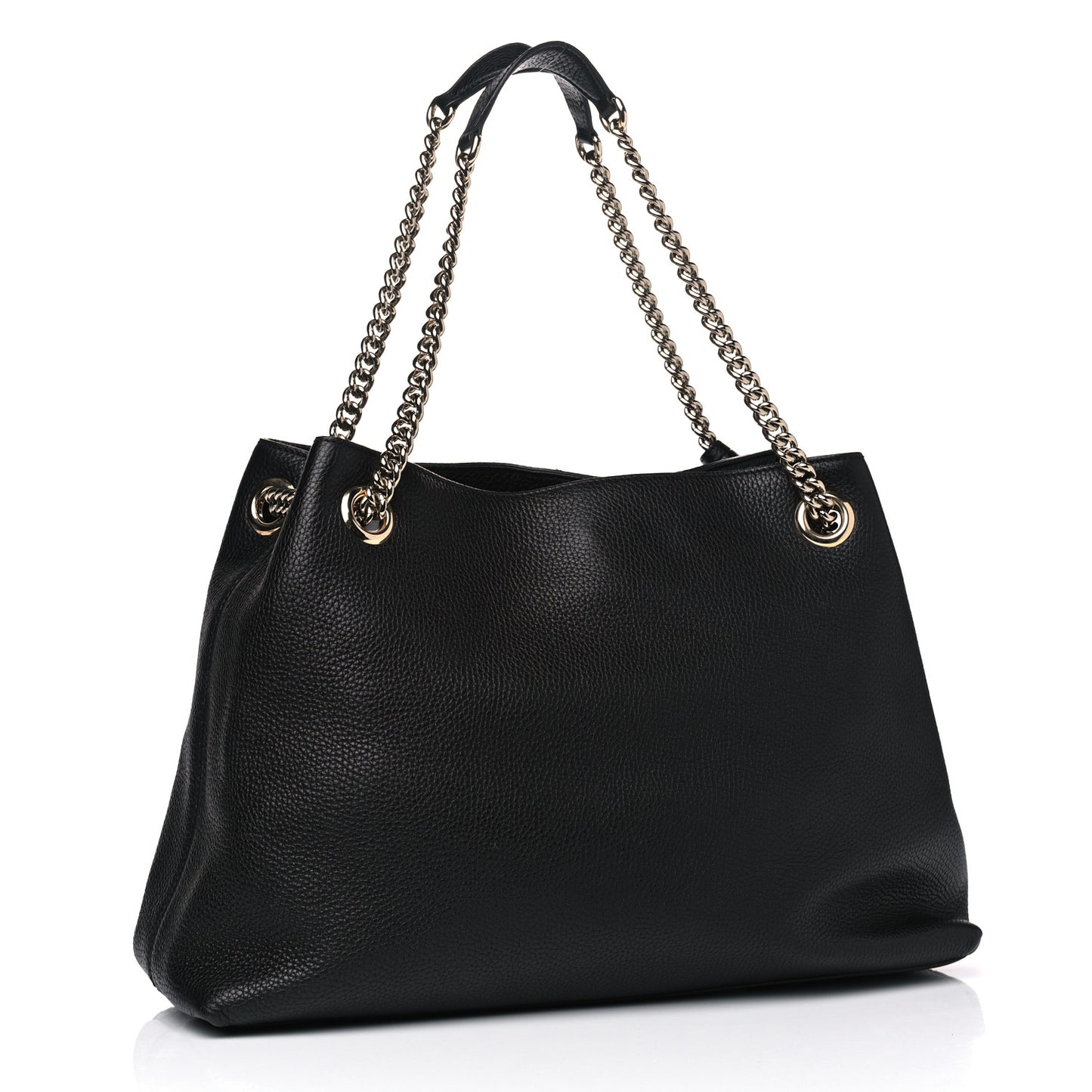 Pebbled Calfskin Medium Soho Chain Shoulder Bag Black
