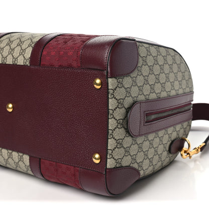 Gucci Monogram GG Mignon Textured Dollar Calfskin GG Supreme Monogram Quilted Medium Savoy Duffle Bag Burgundy Beige Ebony 9 of 9