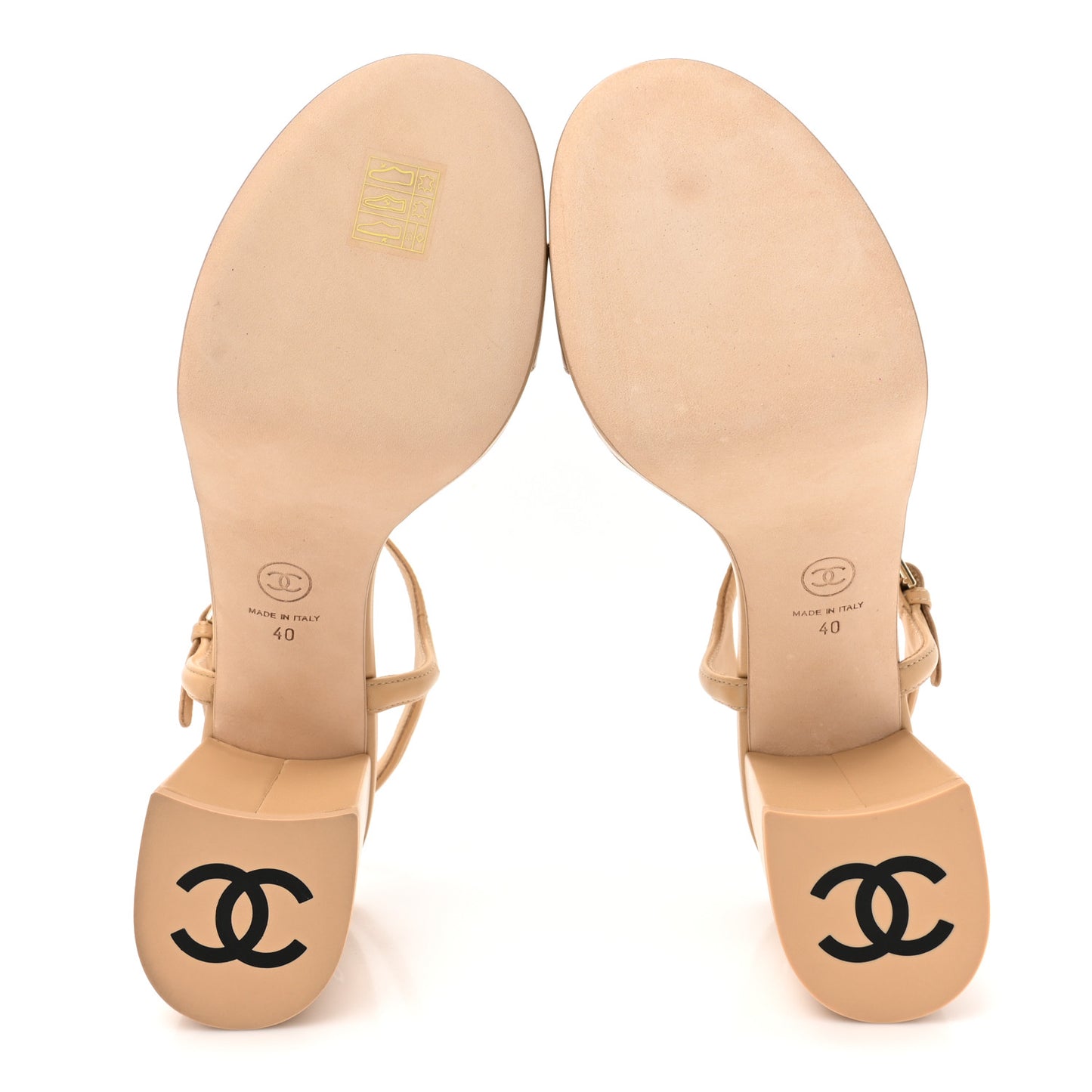 Lambskin Logo Platform Sandals 40 Beige
