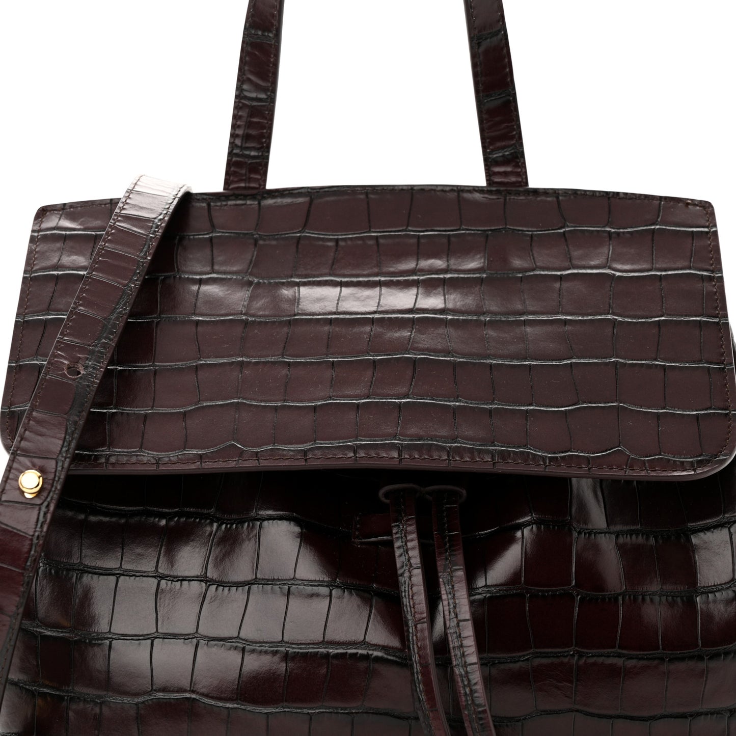 Calfskin Crocodile Embossed Lady Bag Burgundy