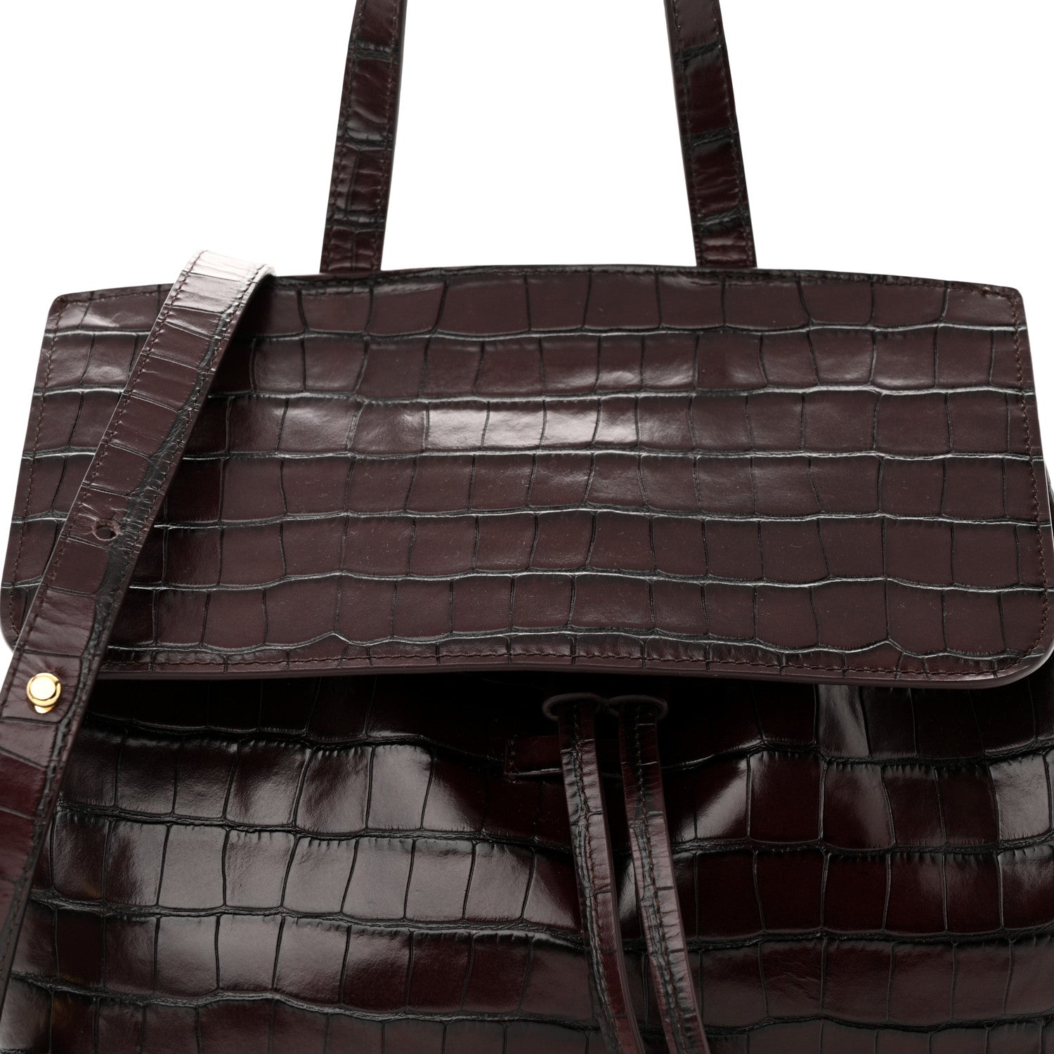 Mansur Gavriel Calfskin Crocodile Embossed Lady Bag Burgundy 7 of 9