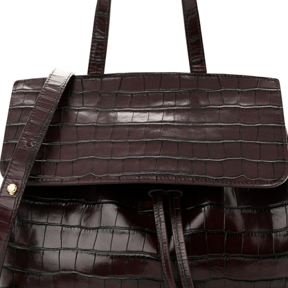 Mansur Gavriel Calfskin Crocodile Embossed Lady Bag Burgundy 7 of 9