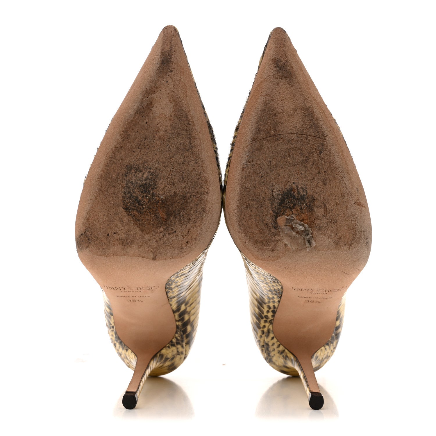 Jimmy Choo Glossy Panelled Elaphe Abel Pumps 38.5 Buttercup
