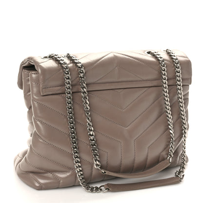 Saint Laurent Calfskin Y Quilted Monogram Medium Loulou Chain Satchel Taupe 2 of 8