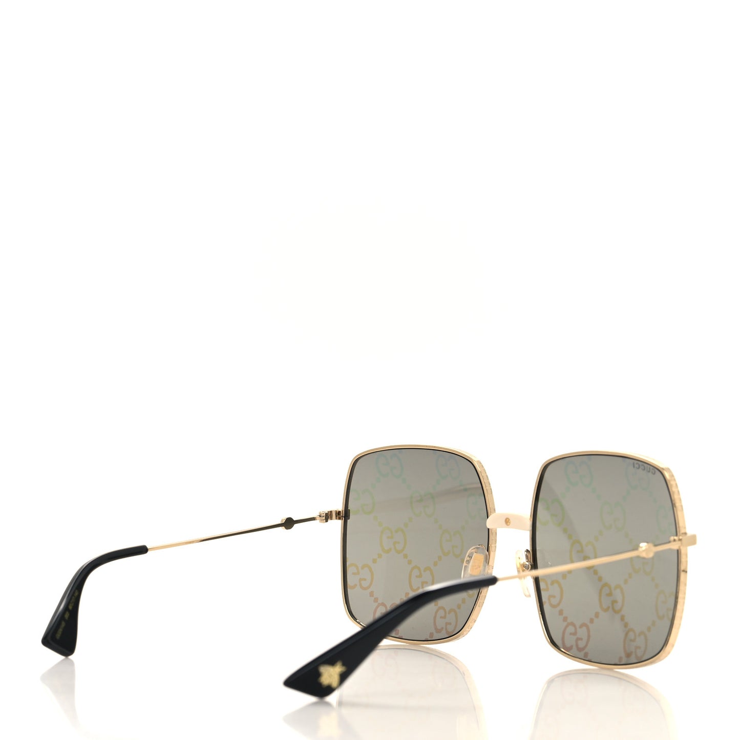 Metal Rectangular Frame Sunglasses GG0414S Gold Multicolor