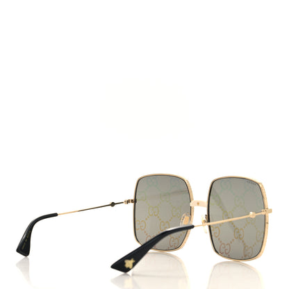Gucci Metal Rectangular Frame Sunglasses GG0414S Gold Multicolor 4 of 7