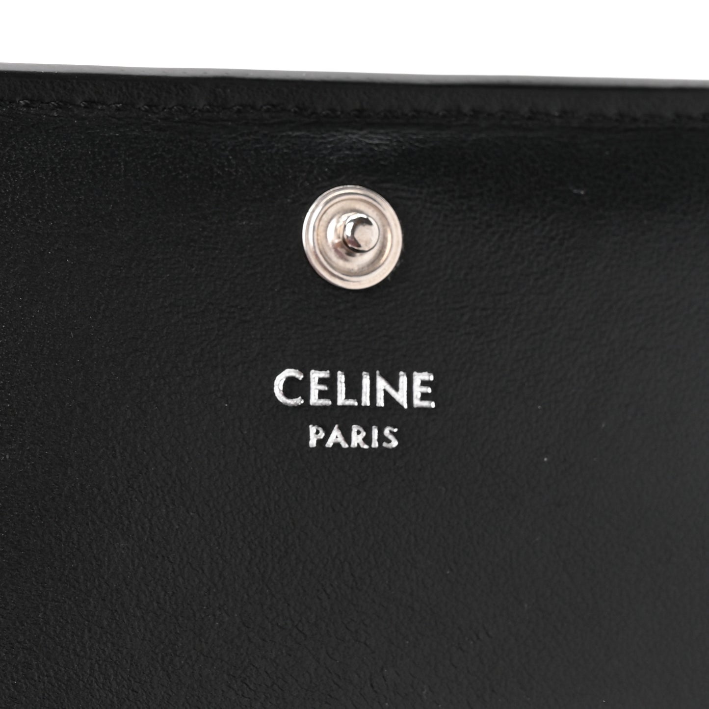 Shiny Calfskin Triomphe Compact Wallet Black